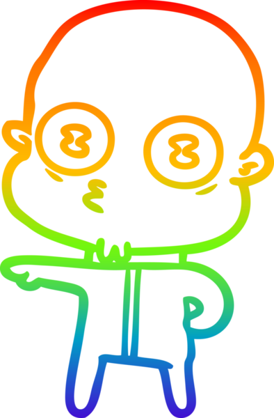 Gökkuşağı gradyan çizgi çizimi Bir insan tarafından çizilmiş garip kel uzay adamı