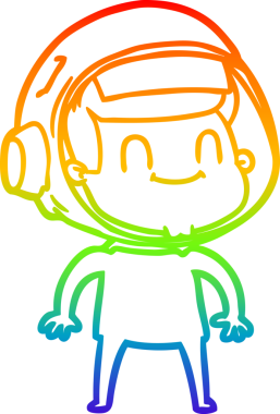 gökkuşağı gradyan çizimi mutlu bir çizgi astronot çizimi bir insan tarafından çizildi