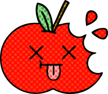Bir insan tarafından çizilmiş kırmızı elma çizgi filmi.