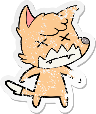 Bir insan tarafından çizilmiş ölü tilki çizgi filminin sıkıntılı çıkartması.