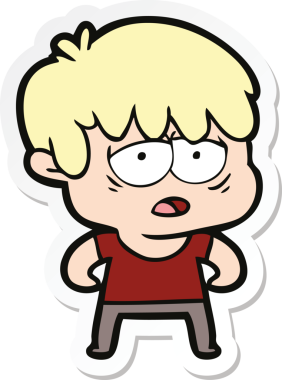 Bir insan tarafından çizilmiş bitkin bir çocuk çizgi filminin çıkartması.