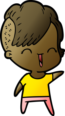 Bir insan tarafından çizilmiş mutlu hippi kız çizgi filmi.