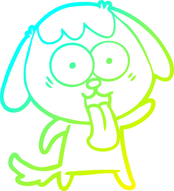 Bir insan tarafından çizilmiş şirin bir çizgi köpeğin soğuk gradyan çizgisi.