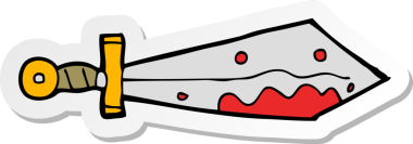 Bir insan tarafından çizilmiş kanlı kılıcın çıkartması.