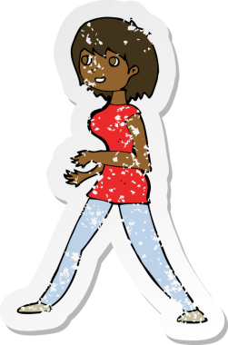 Bir insan tarafından çizilmiş karikatür kadın etiketi.