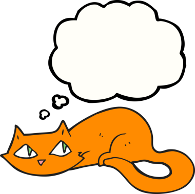 Bir insan tarafından çizilmiş serbest çizim baloncuk çizgi film kedisi.