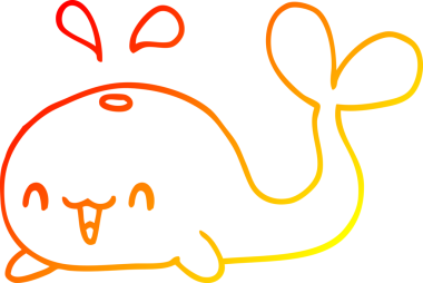 Bir insan tarafından çizilmiş mutlu balina çizgi çizimi