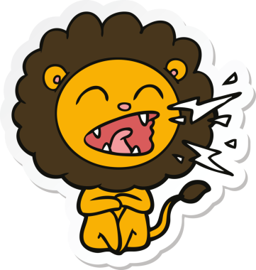 Bir insan tarafından çizilmiş kükreyen aslanın çıkartması.