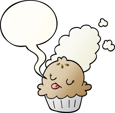 Bir insan tarafından çizilmiş yumuşak eğimli konuşma baloncuklu şirin çizgi film pastası.