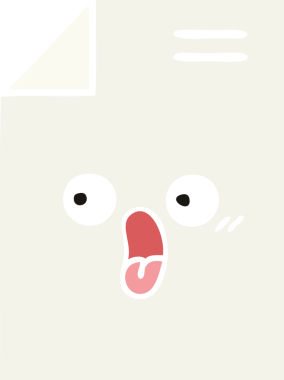 Bir insan tarafından çizilmiş bir kağıt parçasının düz renk retro karikatürü