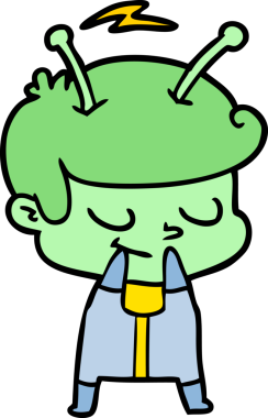 Bir insan tarafından çizilmiş, içine kapanık bir uzay adamı.