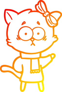 Bir insan tarafından çizilmiş çizgi film kedisinin sıcak çizgi çizimi