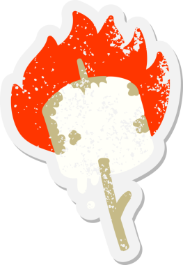 Bir insan tarafından çizilmiş çubuk grunge çıkartmasında yanan lokum.