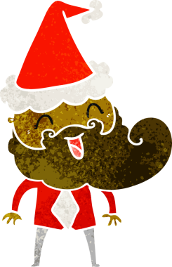 Mutlu sakallı, Noel Baba şapkası takan bir adamın insan tarafından çizilmiş eski bir karikatürü.
