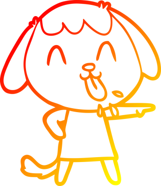 Bir insan tarafından çizilmiş sevimli bir köpeğin sıcak çizgi çizgisi.