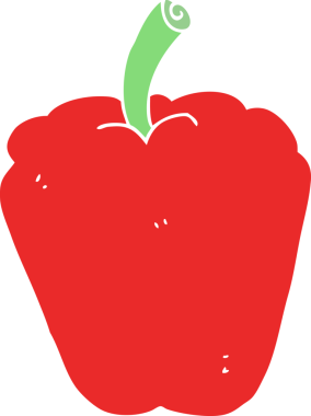 Bir insan tarafından çizilen biberin düz renk çizimi