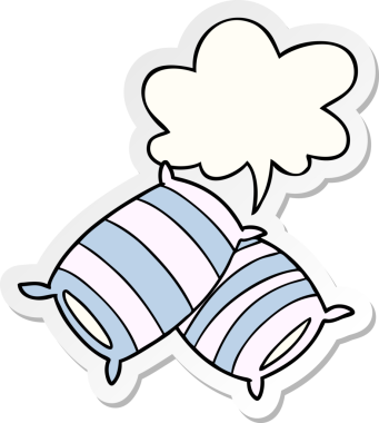 Bir insan tarafından çizilmiş konuşma balonu etiketli çizgi film yastıkları.