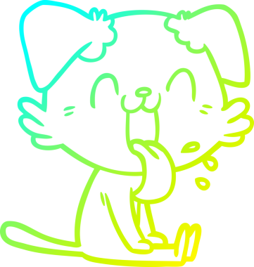 Bir insan tarafından çizilmiş soluyan bir köpeğin soğuk eğimli çizgisi.