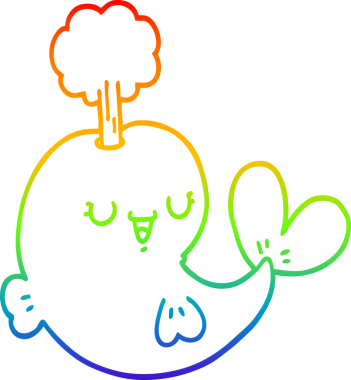 gökkuşağı gradyan çizgisi bir insan tarafından çizilmiş bir karikatür balinası