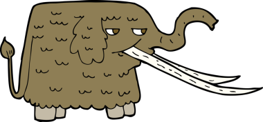 Bir insan tarafından çizilmiş tüylü mamut çizgi filmi.