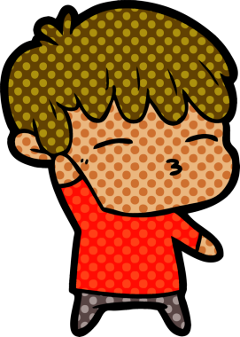 Bir insan tarafından çizilmiş meraklı bir çocuk.