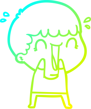 Bir insan tarafından çizilmiş gülen bir çizgi film karakterinin soğuk gradyan çizgisi.