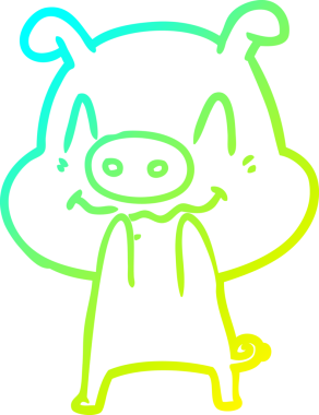 Bir insan tarafından çizilmiş bir domuz çizgi filminin soğuk gradyanı.