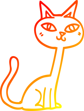 Bir insan tarafından çizilmiş çizgi film kedisinin sıcak çizgi çizimi