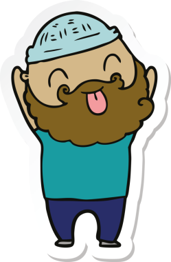 Bir insan tarafından çizilmiş sakallı bir adamın çıkartması.