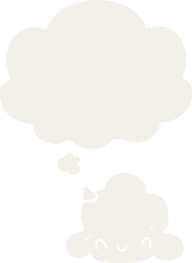 Düşünce baloncuğu olan karikatür bulutu insan tarafından çizilmiş.