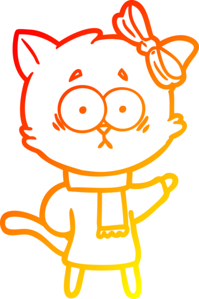 Bir insan tarafından çizilmiş çizgi film kedisinin sıcak çizgi çizimi