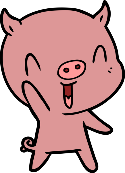 Bir insan tarafından çizilmiş mutlu çizgi film domuzu.