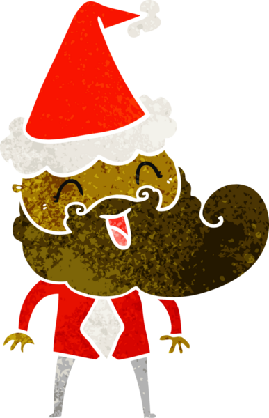 Mutlu sakallı, Noel Baba şapkası takan bir adamın insan tarafından çizilmiş eski bir karikatürü.