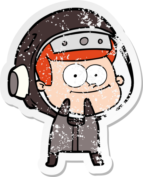 Bir insan tarafından çizilmiş mutlu bir astronot karikatürü.