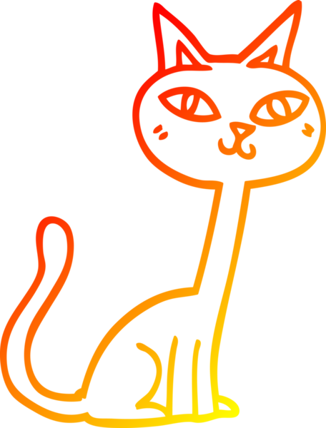 Bir insan tarafından çizilmiş çizgi film kedisinin sıcak çizgi çizimi