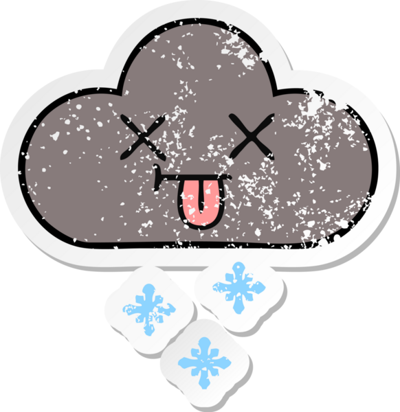 Bir insan tarafından çizilmiş fırtına bulutu gibi tatlı bir karikatür çıkartması.