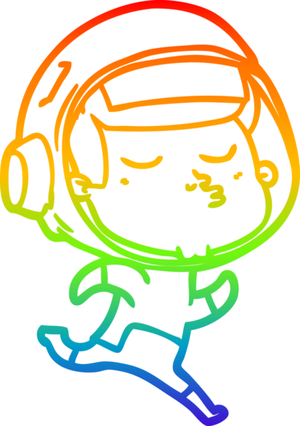 gökkuşağı gradyan çizimi bir çizgi insan tarafından çizilmiş kendinden emin astronot