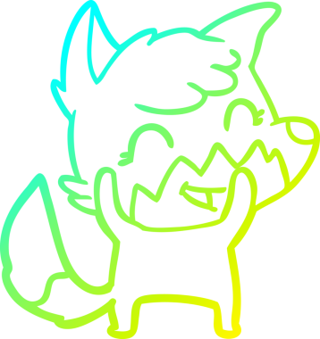 Bir insan tarafından çizilmiş mutlu bir tilkinin soğuk çizgi çizimi.