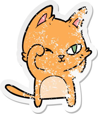 Bir insan tarafından çizilmiş kedinin kederli çıkartması.