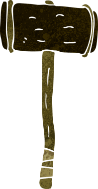 Bir insan tarafından çizilmiş ahşap çekiç.