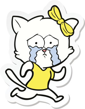 Bir insan tarafından çizilmiş çizgi film kedisinin çıkartması.