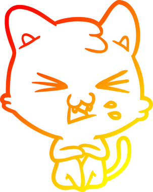 Bir insan tarafından çizilmiş çizgi film kedisinin sıcak çizgi çizimi