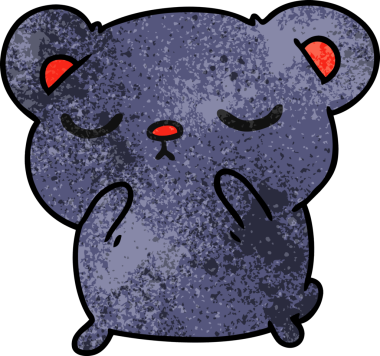 Bir insan tarafından çizilmiş, el yazısıyla çizilmiş şirin bir ayının karikatürü.