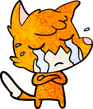 Bir insan tarafından çizilmiş ağlayan tilki çizgi filmi.