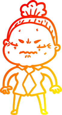 Bir insan tarafından çizilmiş, karikatür çizen yaşlı bir kadın.