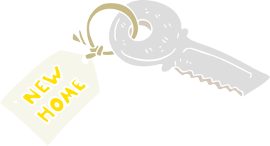 Bir insan tarafından çizilmiş ev anahtarının düz renk çizimi