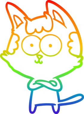 gökkuşağı gradyan çizimi mutlu çizgi film kedisi bir insan tarafından çizildi