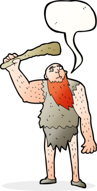 bir insan tarafından çizilmiş konuşma baloncuğu olan neandertal çizgi film