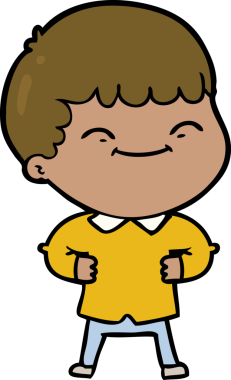 Bir insan tarafından çizilmiş mutlu çocuk çizgi filmi.