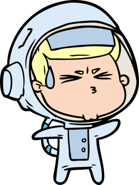 Çizgi film bir insan tarafından çizilmiş astronot.